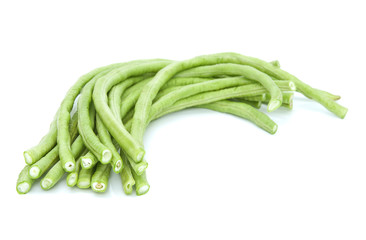 Long green beans isolated on white.