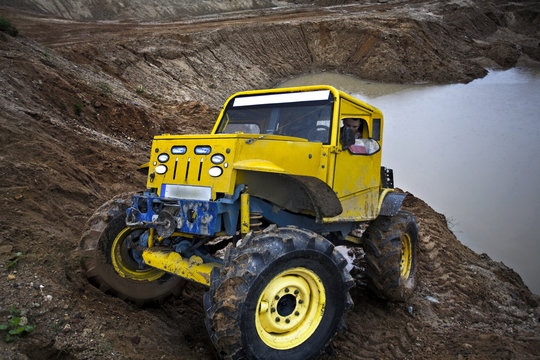 Off road truck in trial competition