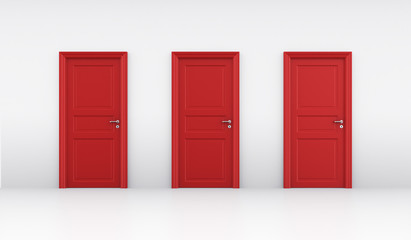 Three red doors