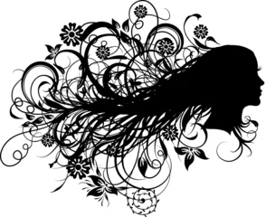 Rolgordijnen Bloemen abstracte vrouw, vector © Tolchik