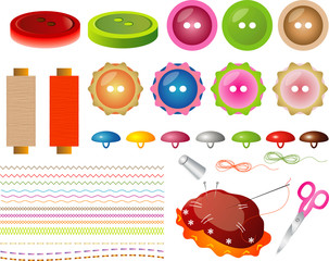 Set of sewing and buttons