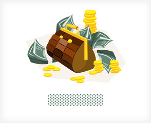 Bag with money and coins A