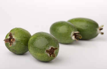 close-up image of  feijoa fruits