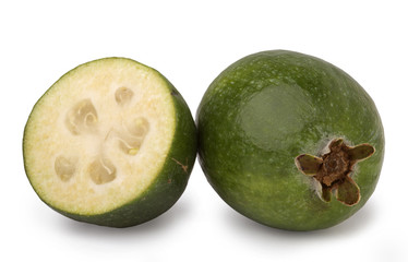 close-up image of  feijoa fruits