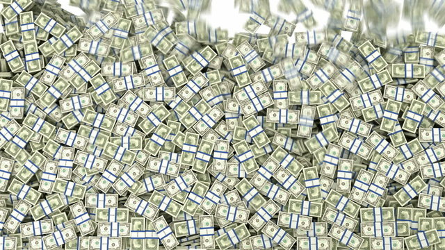 Filling the frame with US dollar bundles. Wealth and money