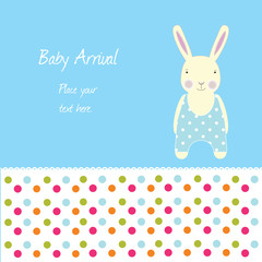Baby arrival card with rabbit