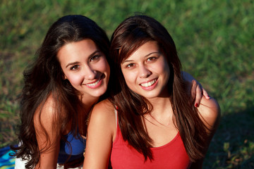 Teenage college students having fun on university campus