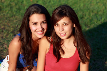 Teenage college students having fun on university campus