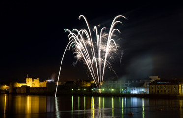 Fireworks over King John Castle in Limerick - Ireland
