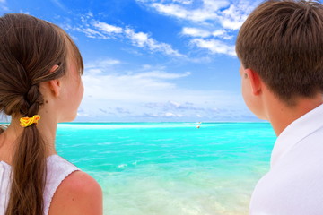 Kids looking at beach