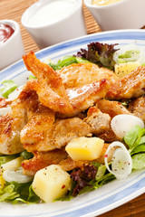 Grilled meat and vegetables