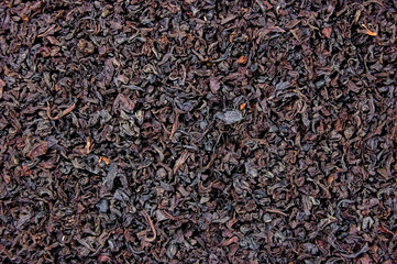 Detailed Black Tea Leaf Texture, Horizontal Background