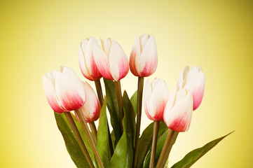 Bunch of tulip flowers on the table