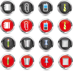 Office and business icons - red and black buttons