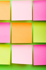 Reminder notes on the bright colorful paper