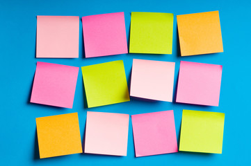 Reminder notes on the bright colorful paper