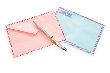 Mail concept with many envelopes on the table