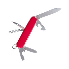 red swiss knife isolated over white