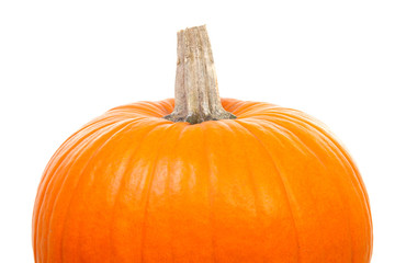 top of Big orange pumpkin over white background