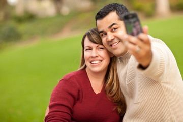 Attractive Mixed Race Couple Taking Self Portraits