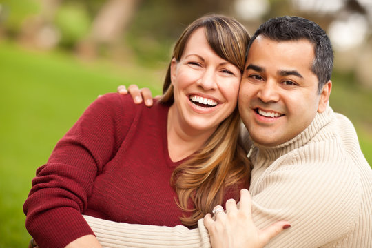Attractive Mixed Race Couple Portrait at the Park