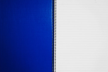 blank blue notebook open two page background