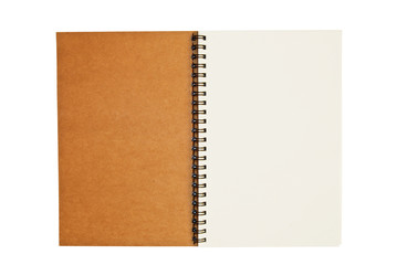 brown recycle paper blank notebook open isolated