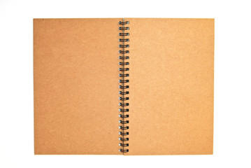 brown recycle paper blank notebook open isolated