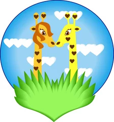 Cercles muraux Zoo Girafes