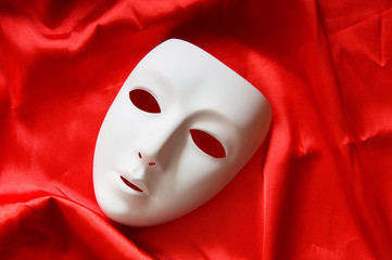 Theatre concept with the white plastic masks