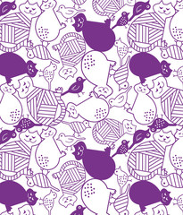 cats and birds vector background