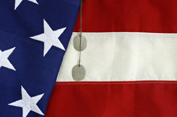 American Flag with Dog Tags