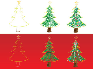Hand-drawn Vector Christmas Tree