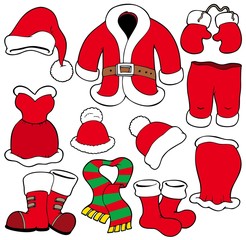 Various Santa Claus clothes