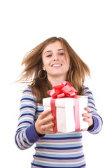 Girl holding a gift