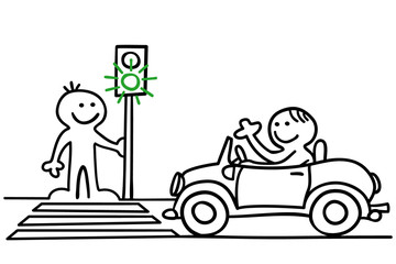 figur vor grüner ampel