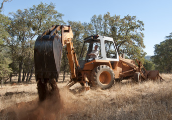 Backhoe out in the field