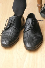 shiny new dress shoes.