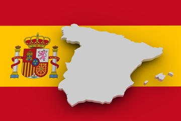Spanien Landkarte auf Flagge