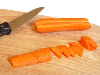 Cut the carrots on a cutting board