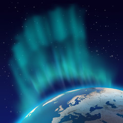 Huge northern lights over planet
