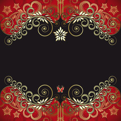 vector vintage label with floral