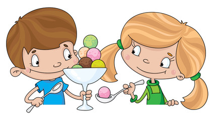 girl and boy with ice cream © polkan61