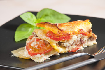 lasagne with minced turkey meat and tomatoes