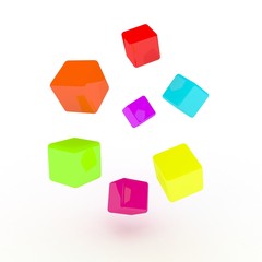 Fototapeta na wymiar colored blocks on a white