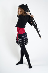 masked blonde girl posing