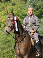Portrait of the girl and horse