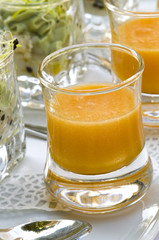 Pumpkin and tomato soup.