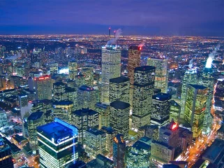 Fotobehang Quartier financier à Toronto au Canada de nuit © Alexi Tauzin