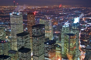 Quartier financier à Toronto au Canada de nuit
